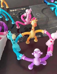 Children Suction Cup Toys Pop Tubes Stress Relief Telescopic Giraffe Hand Toys Sensory Bellows Toys Anti-stress Squeeze Toy
