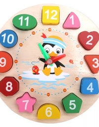 4 Styles Cartoon Animal Educational Wooden Beaded Geometry Digital Clock Puzzles Gadgets Matching Clock Toy For Children
