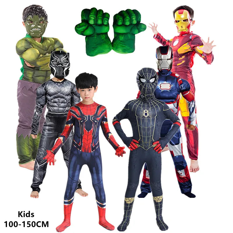 4-12Y Kids Superhero Cosplay Costume Child Halloween/Christmas/Prom Party Set Gift Kids Carnival Games Dress Up Costumes