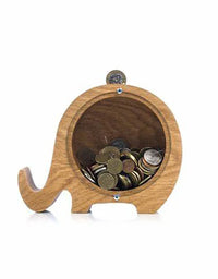 Wooden Personalized Piggy Bank, Alphabet Shape Kids Money Jar, Dinosaur Coins Saving Box,Kids Cartoon Letters Wood Money Box
