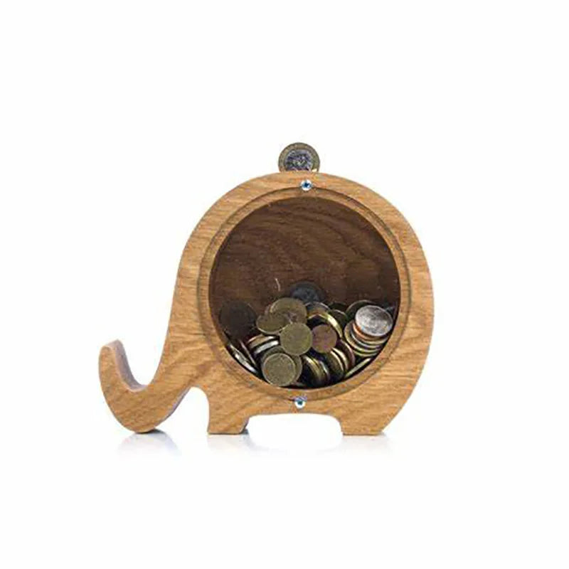 Wooden Personalized Piggy Bank, Alphabet Shape Kids Money Jar, Dinosaur Coins Saving Box,Kids Cartoon Letters Wood Money Box