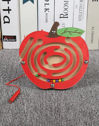 Children Wooden Educational Montessori Toys Magnetic Track Maze Handwriting Pen Push Beads Animals Labyrinth Track Toys For Kids
