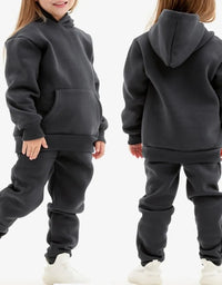 Winter Children Hooded Tracksuits Suits 0-6Y Toddler Boys Girls Clothing Suit Solid Plush Sweater and Sports Pants Set
