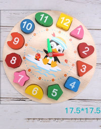 4 Styles Cartoon Animal Educational Wooden Beaded Geometry Digital Clock Puzzles Gadgets Matching Clock Toy For Children
