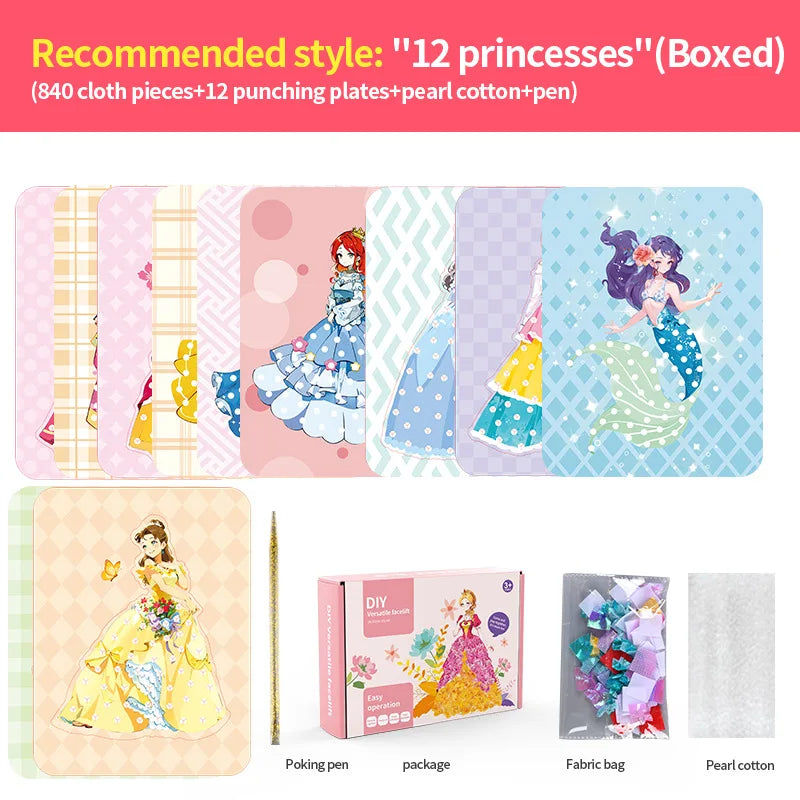 Painting Sticker DIY Craft Toys Kid Art Girls Poking Princess Dress/Animal Handmade Magical Children Gifts Poke Girl/Boy Gift