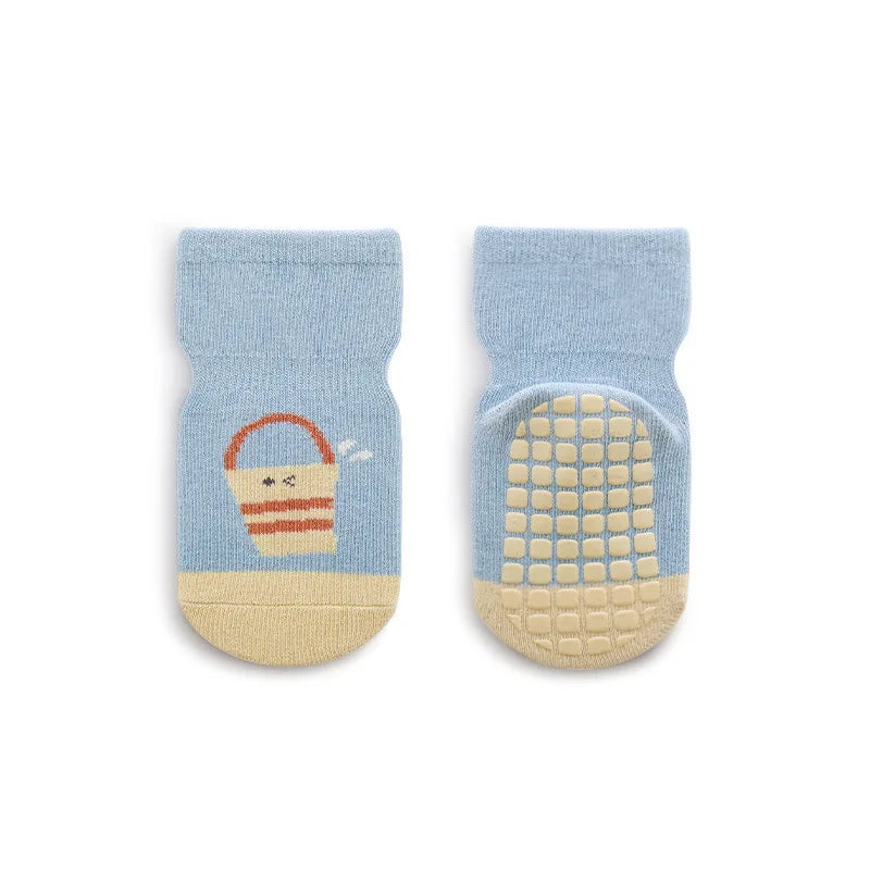 6979 Newborn Socks 5Pairs/Lot Baby Socks Dispensing Non-slip Floor Socks Combed Cotton Breathable Baby Boy's Socks