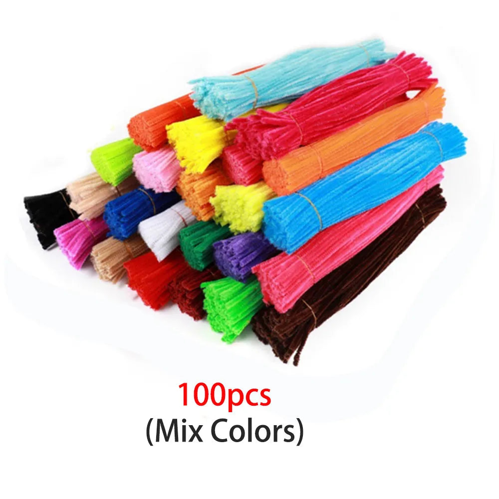 Colorful Pipe Cleaners Craft Kit Popsicle Plush Sticks Pompoms Stickers DIY Arts Supplies Children Kids Montessori Education Toy