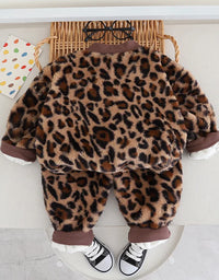 Autumn Winter Children Clothing Set Boys Girls Casual Long Sleeves Warm Coat + Pants 2 Pieces Clothes
