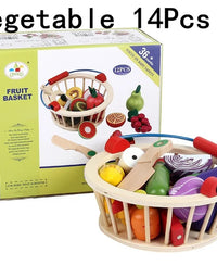 Baby Toys Strawberry Simulation Fruit Vegetable Cut Set Wooden Toys for Kids Children Kitchen Food Educational Gift
