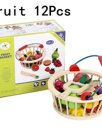 Baby Toys Strawberry Simulation Fruit Vegetable Cut Set Wooden Toys for Kids Children Kitchen Food Educational Gift
