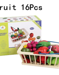 Baby Toys Strawberry Simulation Fruit Vegetable Cut Set Wooden Toys for Kids Children Kitchen Food Educational Gift
