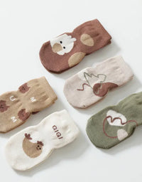 5 Pairs Baby Floor Socks Cute Cartoon Short Cotton Socks Toddler anti Slip Kawaii Unisex Kids Accessories for Girls Boys
