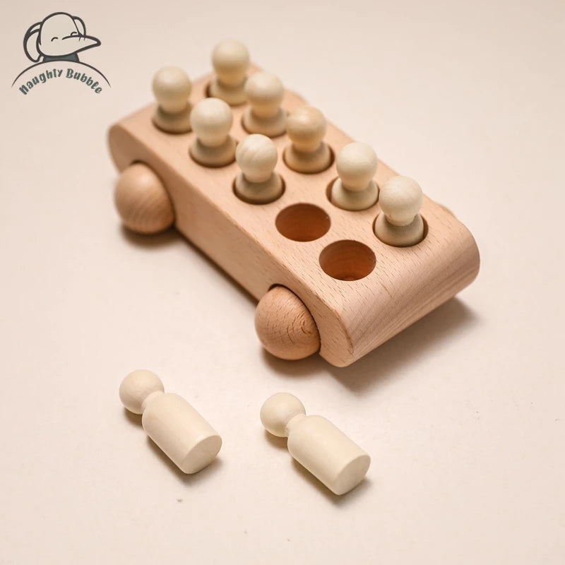 Montessori Wooden Toys for Children Puzzle Game Cartoon Wood Peg Dolls Educational Toy Car Newborn Baby Blocks Christmas Gifts