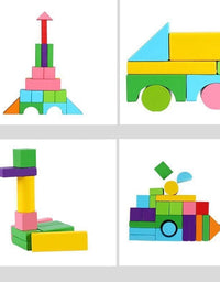 40Pcs/Sets Large Safe Wooden Building Blocks Early Educational Blocks Colorful Construction Toys Kids Learning for Children
