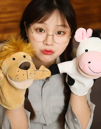 Stuffed Plush Animals Toys Hand Finger Story Puppet Kawaii Dolls Educational Baby Toys Lion Elephant Bunny Monkey Children Gifts
