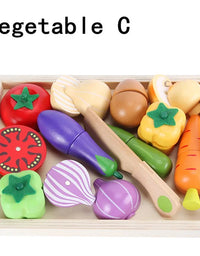 Baby Toys Strawberry Simulation Fruit Vegetable Cut Set Wooden Toys for Kids Children Kitchen Food Educational Gift
