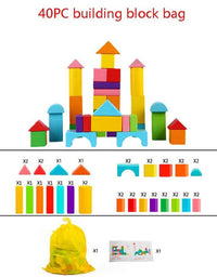 40Pcs/Sets Large Safe Wooden Building Blocks Early Educational Blocks Colorful Construction Toys Kids Learning for Children
